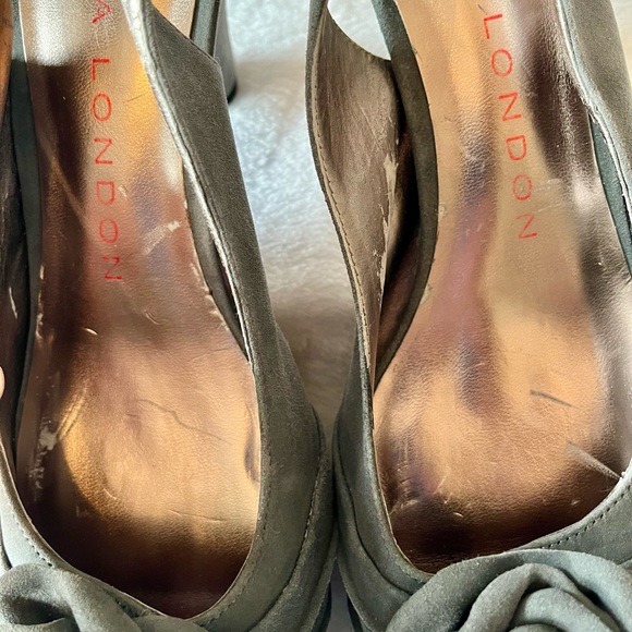 Sacha London LACE Gray Suede Peep Toe Slingback Heels - Picture 13 of 13